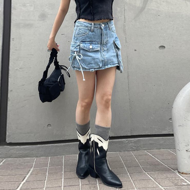 専用　女の子　春・秋・冬物まとめ売り　100cm ブランド多数　108点 甘辛系ガールズ☆不規則デニムスカート[品番：SNJW0002472