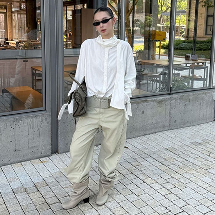 MONOHA Washed curve pants ホワイト FREAK'S STORE/ワイドシルエット