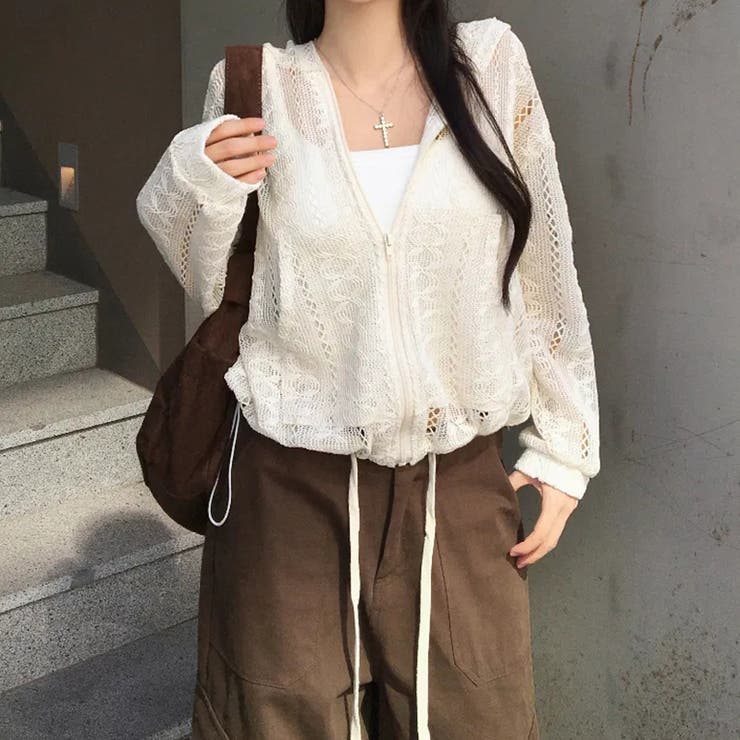 クロシェ編み 透かし編み ゆったり ジップ ニットパーカーゆるカワコーデ☆ | 17kg | 詳細画像12 