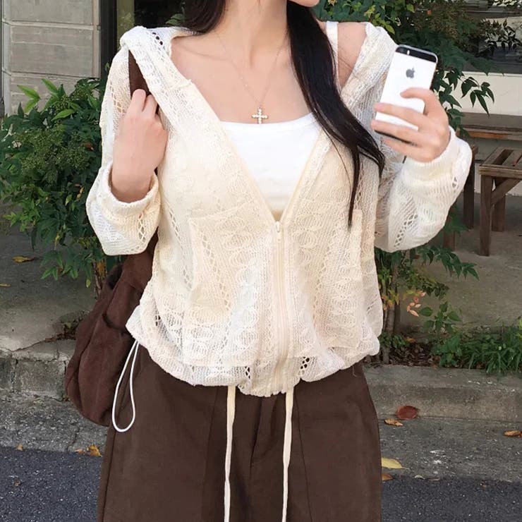 クロシェ編み 透かし編み ゆったり ジップ ニットパーカーゆるカワコーデ☆ | 17kg | 詳細画像14 