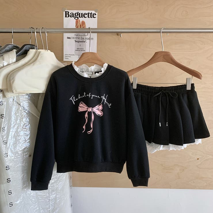 ブラック | レース切替 リボン ロゴプリント | 17kg