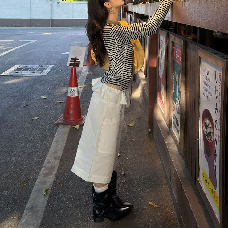 フリル切替 ダブルポケット 七分丈 ワイドパンツ カジュアル甘辛系ガールズ☆ | 17kg | 詳細画像17 