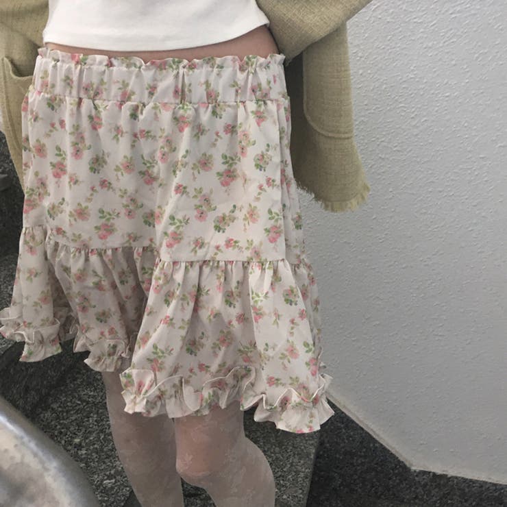 小花柄 フリルヘム スカート ミニスカート ウエストゴムゆるカワコーデ☆ | 17kg | 詳細画像2 