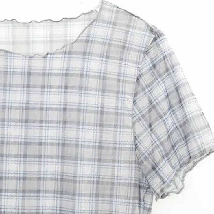 レトロ チェック チュールプリント 半袖 ロールアップTシャツ甘辛系ガールズ☆ | 17kg | 詳細画像34 