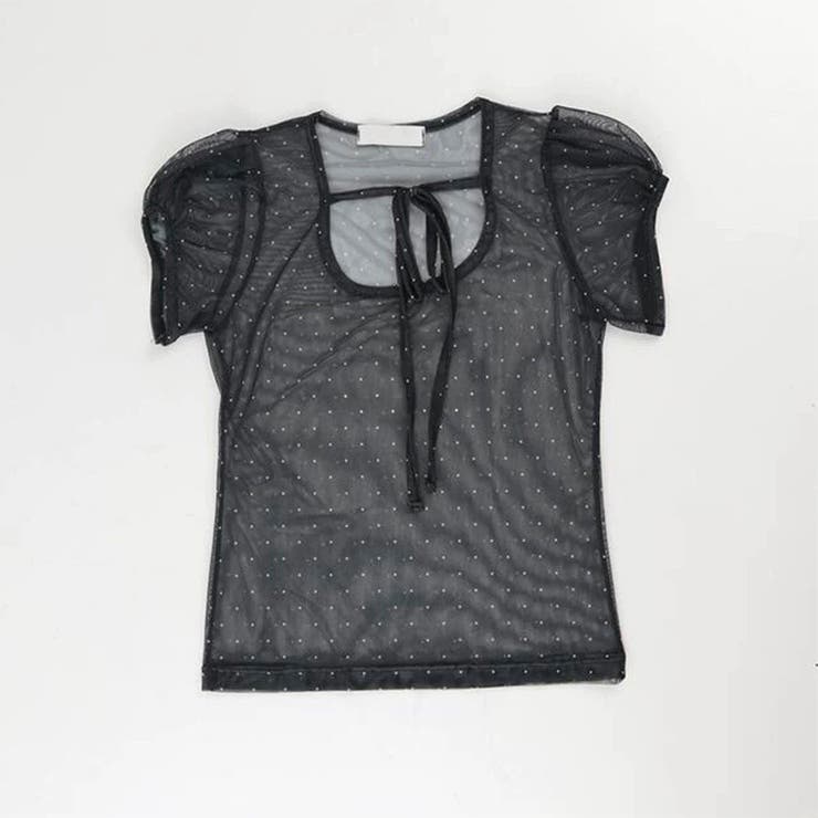 ドット柄 チュール 半袖 ホルターネック リボン付き Tシャツゆるカワコーデ☆ | 17kg | 詳細画像10 