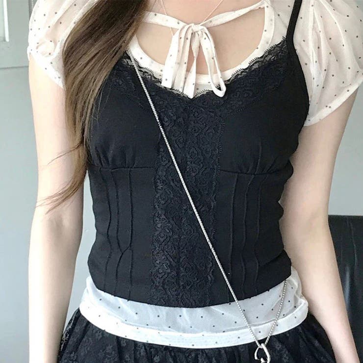 ドット柄 チュール 半袖 ホルターネック リボン付き Tシャツゆるカワコーデ☆ | 17kg | 詳細画像12 