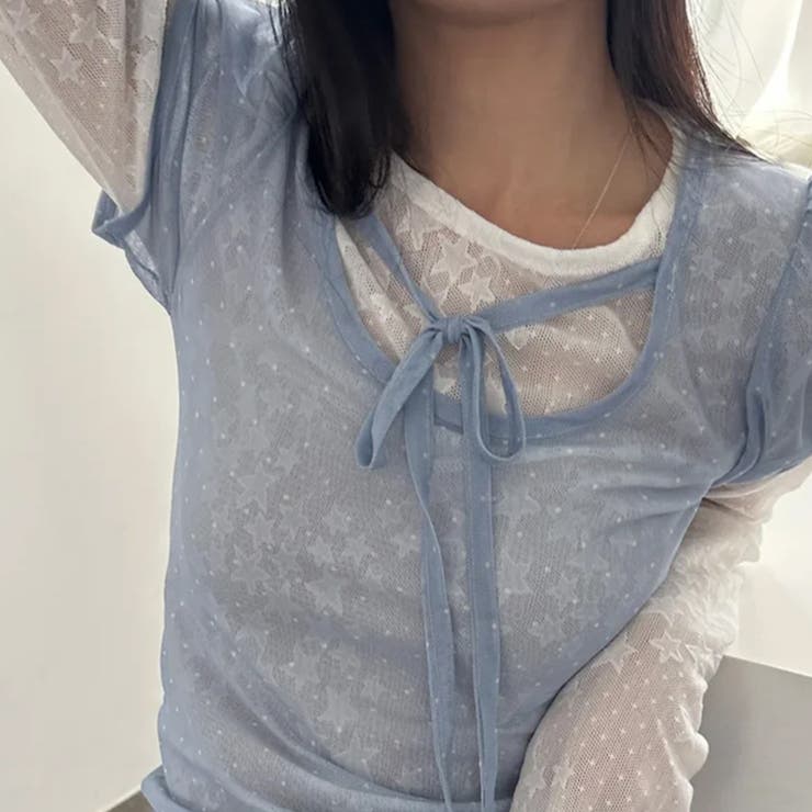 ドット柄 チュール 半袖 ホルターネック リボン付き Tシャツゆるカワコーデ☆ | 17kg | 詳細画像20 
