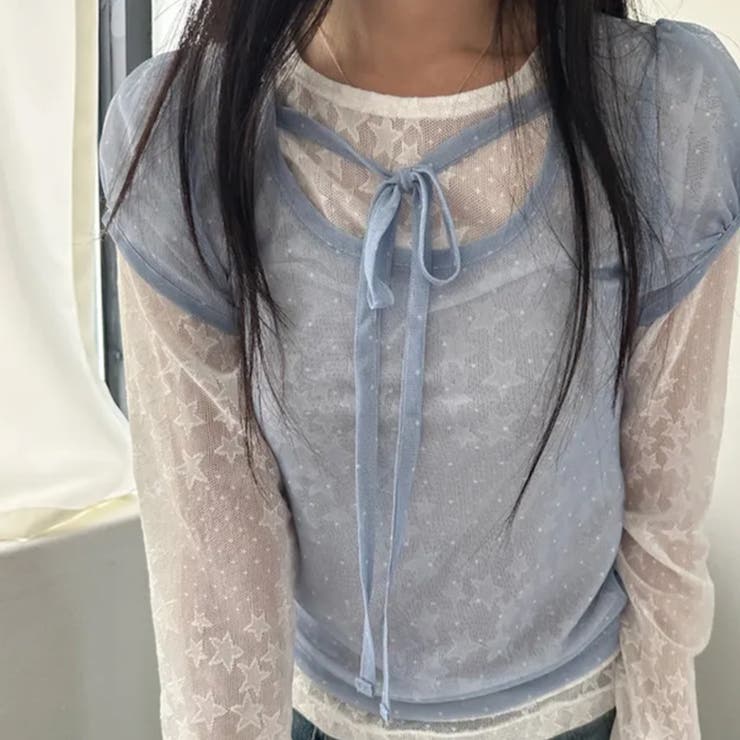 ドット柄 チュール 半袖 ホルターネック リボン付き Tシャツゆるカワコーデ☆ | 17kg | 詳細画像21 