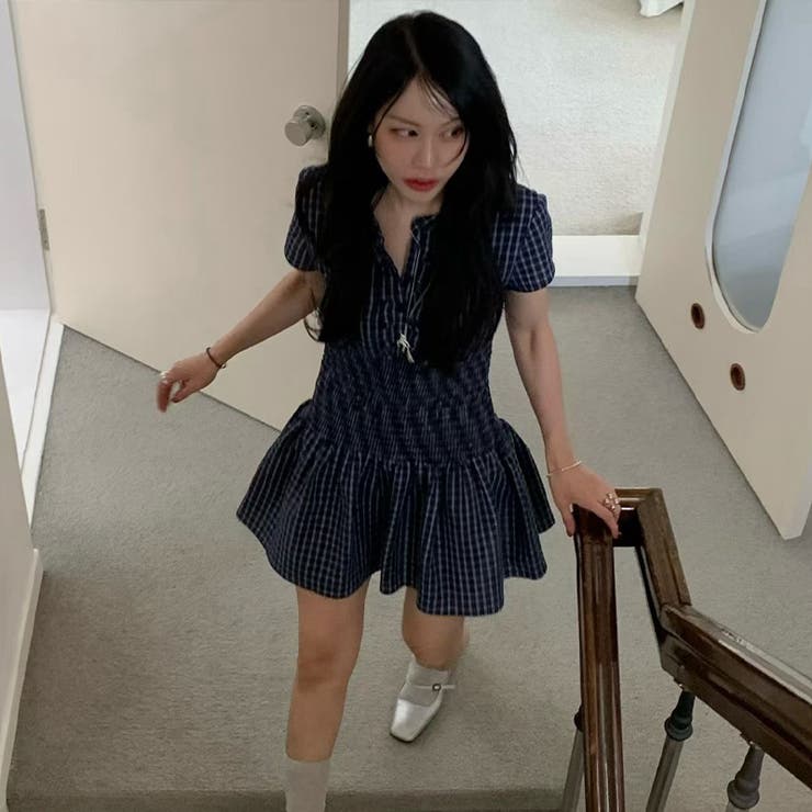 チェック柄ウエストマークワンピース｜大人ガーリー・着痩せ・美シルエット | 17kg | 詳細画像10 