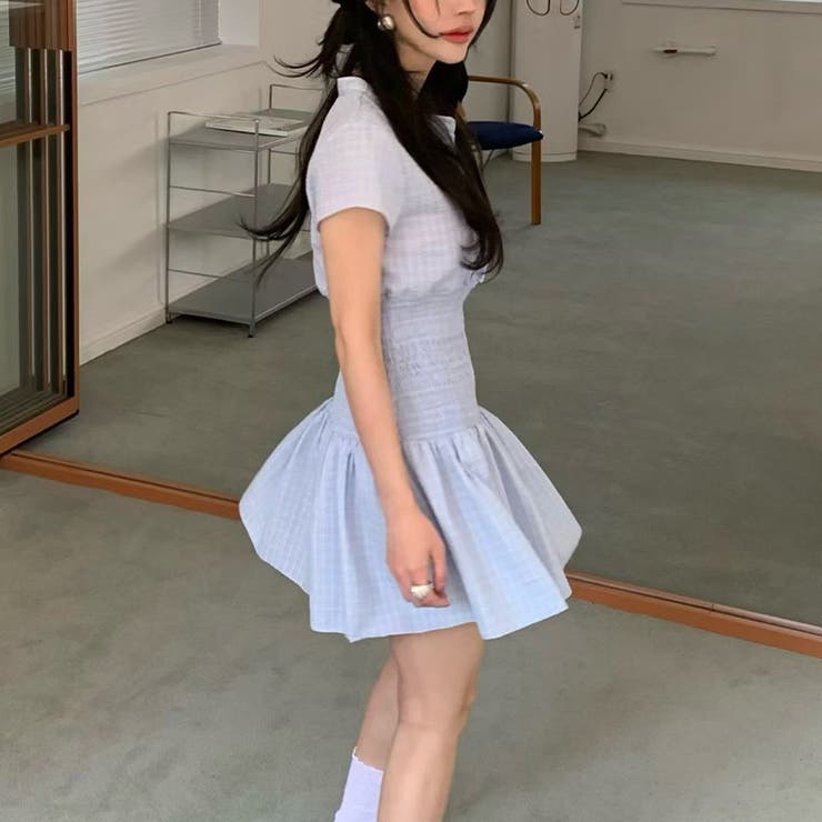 チェック柄ウエストマークワンピース｜大人ガーリー・着痩せ・美シルエット | 17kg | 詳細画像13 
