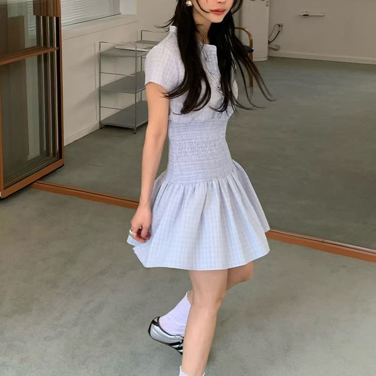 チェック柄ウエストマークワンピース｜大人ガーリー・着痩せ・美シルエット | 17kg | 詳細画像14 