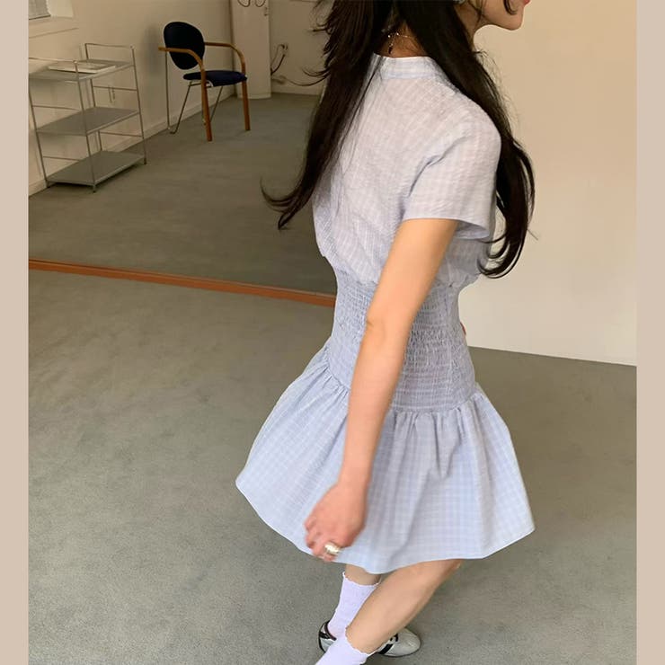 チェック柄ウエストマークワンピース｜大人ガーリー・着痩せ・美シルエット | 17kg | 詳細画像16 