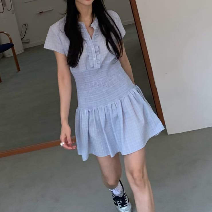 チェック柄ウエストマークワンピース｜大人ガーリー・着痩せ・美シルエット | 17kg | 詳細画像4 