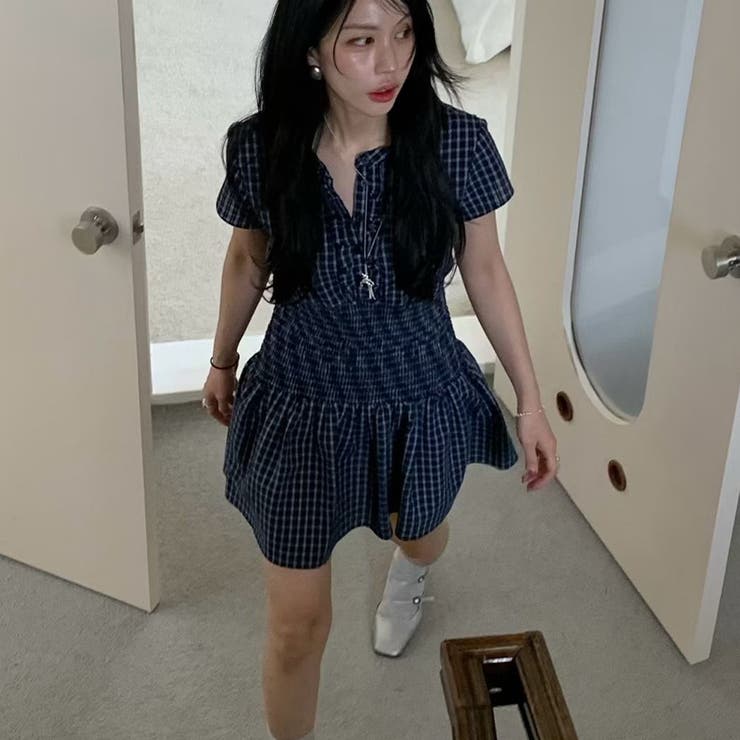 チェック柄ウエストマークワンピース｜大人ガーリー・着痩せ・美シルエット | 17kg | 詳細画像18 