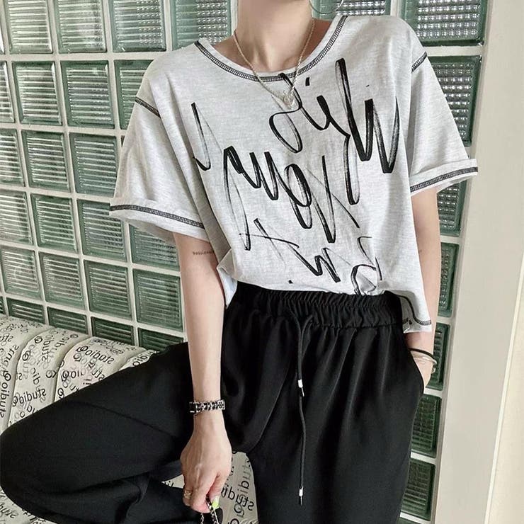手描き風ロゴTシャツ｜ゆったり・大人カジュアル 抜け感・半袖トップス | 17kg | 詳細画像3 