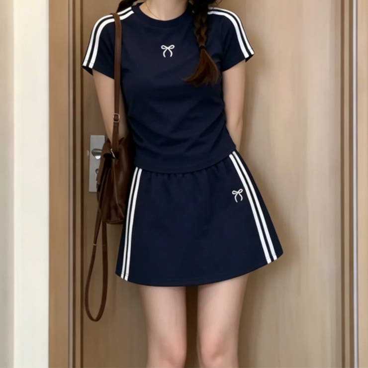 刺繍入りスポーツセットアップ｜半袖・ガーリー スポーティー・2点セット | 17kg | 詳細画像1 