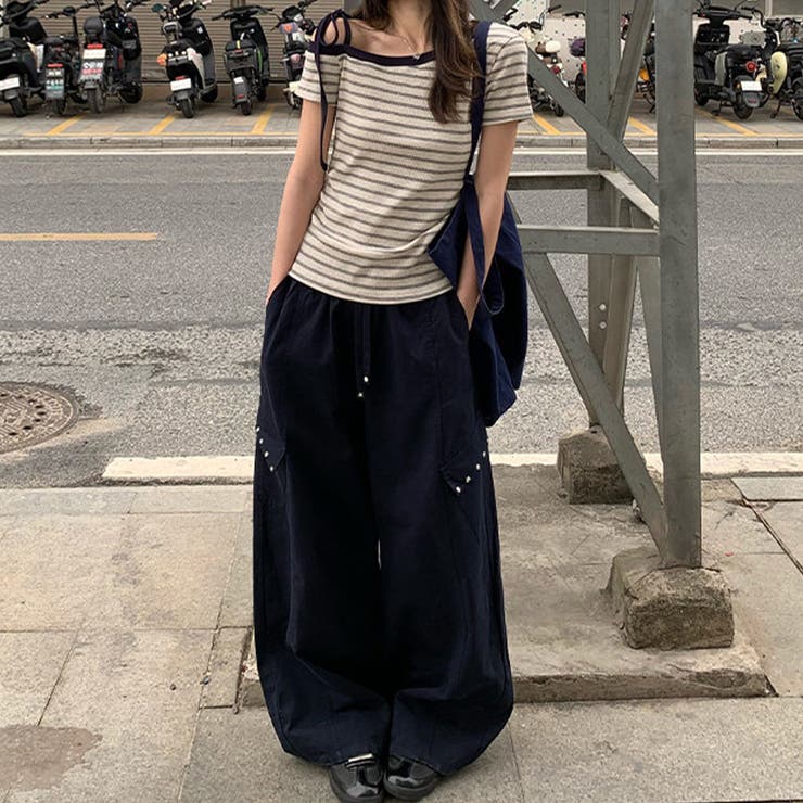ボーダー ワンショルダー 半袖Tシャツ | 17kg | 詳細画像7 