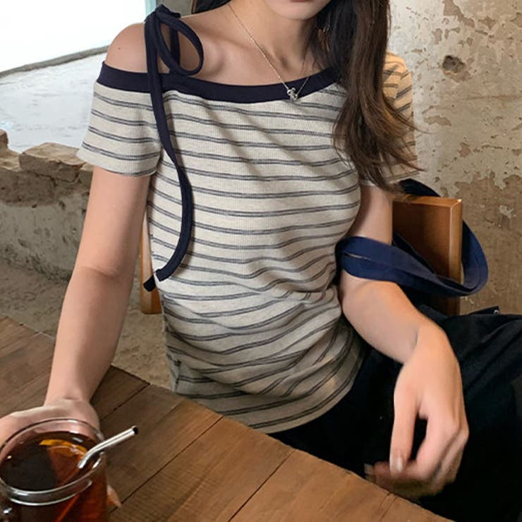 ボーダー ワンショルダー 半袖Tシャツ | 17kg | 詳細画像3 