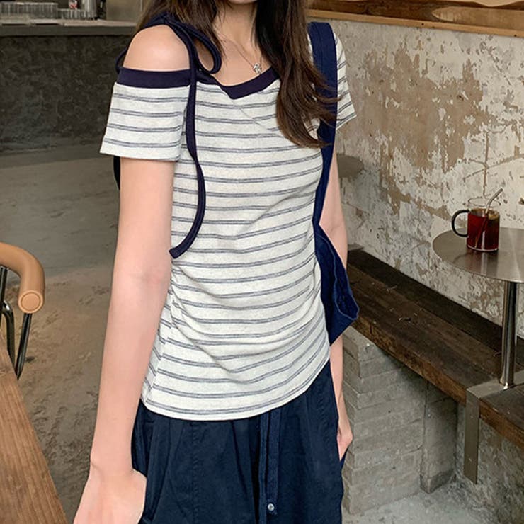 ボーダー ワンショルダー 半袖Tシャツ | 17kg | 詳細画像11 