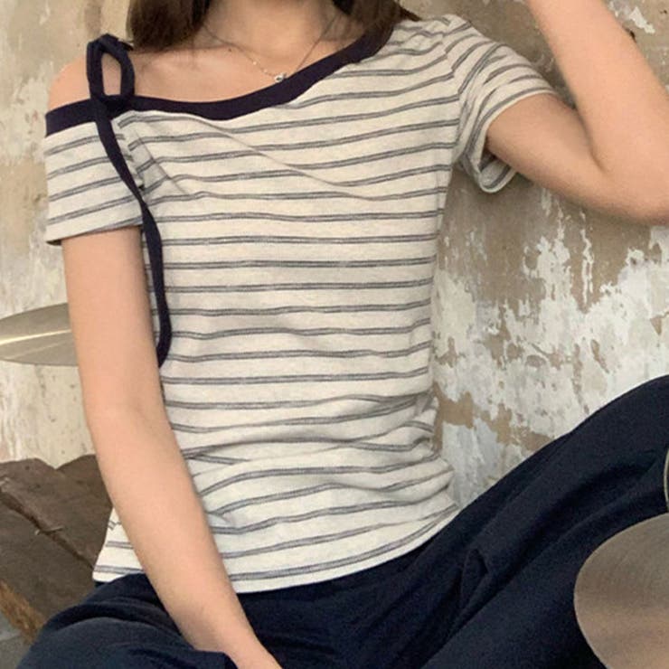 ボーダー ワンショルダー 半袖Tシャツ | 17kg | 詳細画像17 