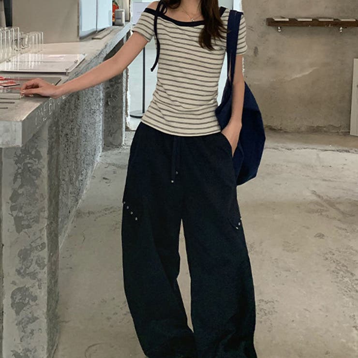 ボーダー ワンショルダー 半袖Tシャツ | 17kg | 詳細画像18 