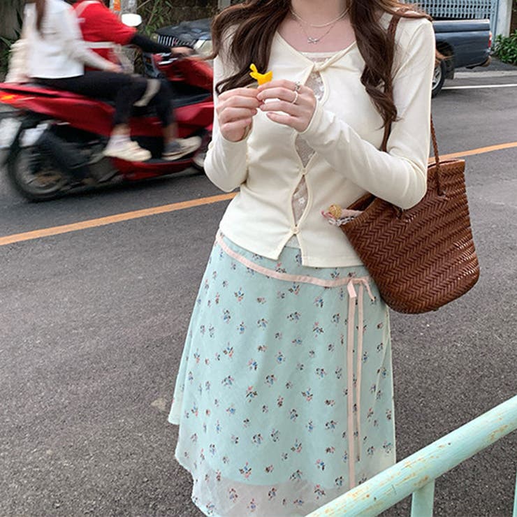 レースインナー風 フェイクレイヤード 長袖Tシャツ | 17kg | 詳細画像1 