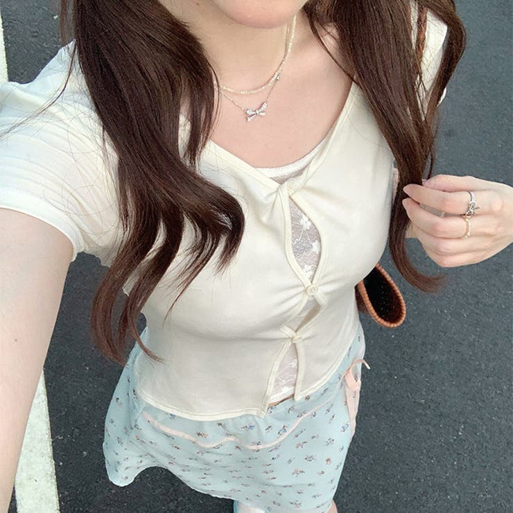 レースインナー風 フェイクレイヤード 長袖Tシャツ | 17kg | 詳細画像5 