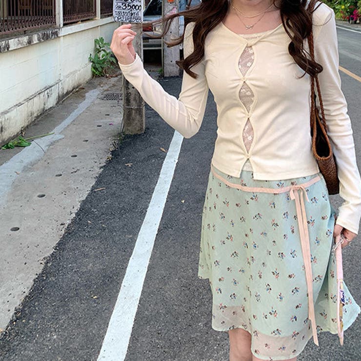 レースインナー風 フェイクレイヤード 長袖Tシャツ | 17kg | 詳細画像10 