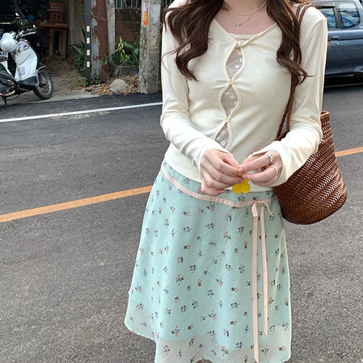 レースインナー風 フェイクレイヤード 長袖Tシャツ | 17kg | 詳細画像15 