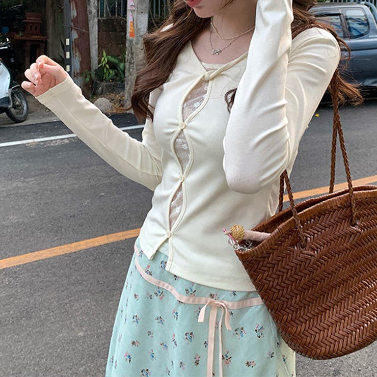 レースインナー風 フェイクレイヤード 長袖Tシャツ | 17kg | 詳細画像3 