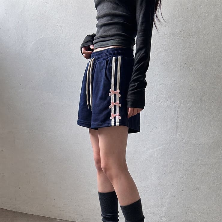ネイビー | ショートパンツ サイドライン リボン付き | 17kg