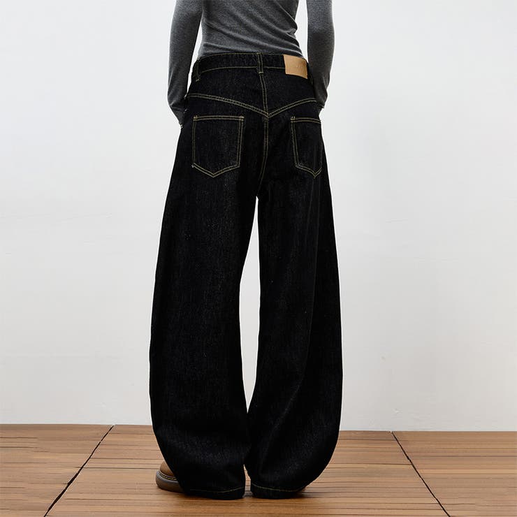 アシンメトリーデザイン デニムパンツ ボタン ワイドシルエット ルーズフィット | 17kg | 詳細画像4 