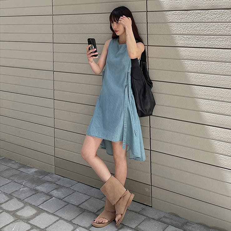 サイドリボン デニムワンピース ノースリーブ | 17kg | 詳細画像4 