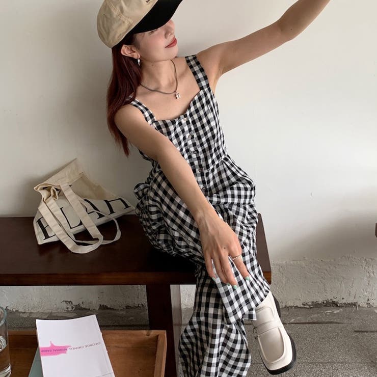 【SHOPLIST限定】程よいシルエットのチェック柄オールインワン | 17kg | 詳細画像14 