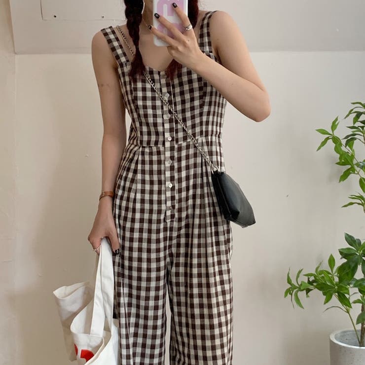 【SHOPLIST限定】程よいシルエットのチェック柄オールインワン | 17kg | 詳細画像8 