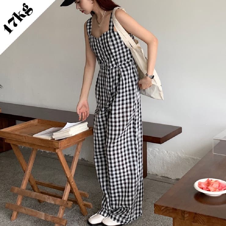 SHOPLIST限定】程よいシルエットのチェック柄オールインワン