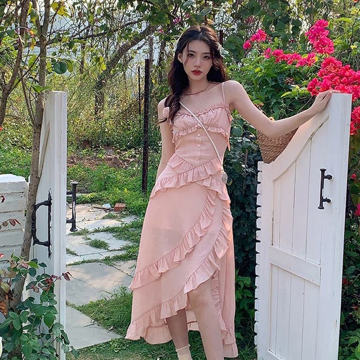 【SHOPLIST限定】甘い雰囲気で不規則デザイン感スリングワンピース | 17kg | 詳細画像11 