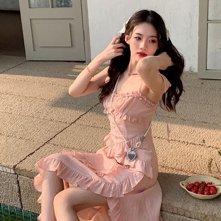 【SHOPLIST限定】甘い雰囲気で不規則デザイン感スリングワンピース | 17kg | 詳細画像12 