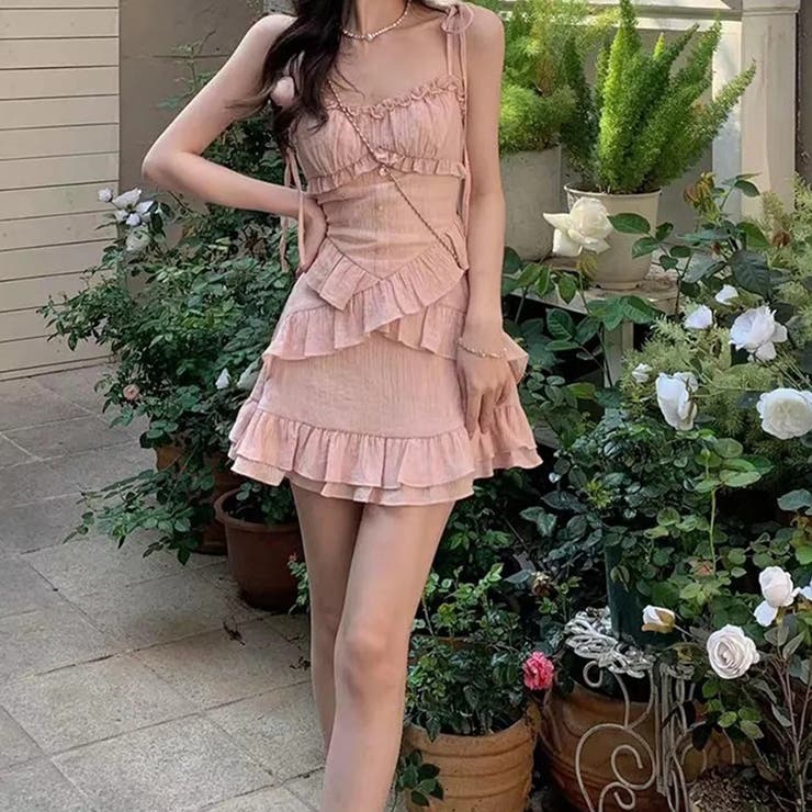 【SHOPLIST限定】甘い雰囲気で不規則デザイン感スリングワンピース | 17kg | 詳細画像2 