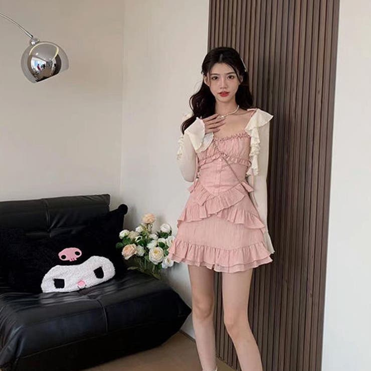 【SHOPLIST限定】甘い雰囲気で不規則デザイン感スリングワンピース | 17kg | 詳細画像3 