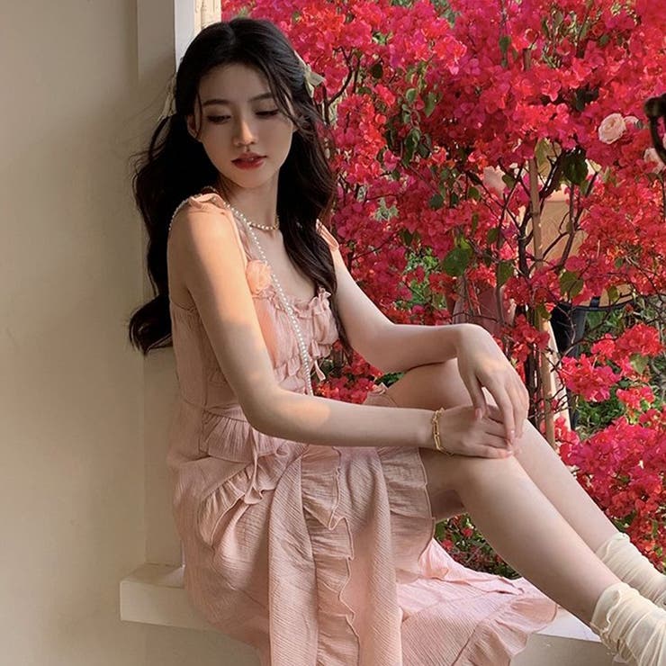 【SHOPLIST限定】甘い雰囲気で不規則デザイン感スリングワンピース | 17kg | 詳細画像6 