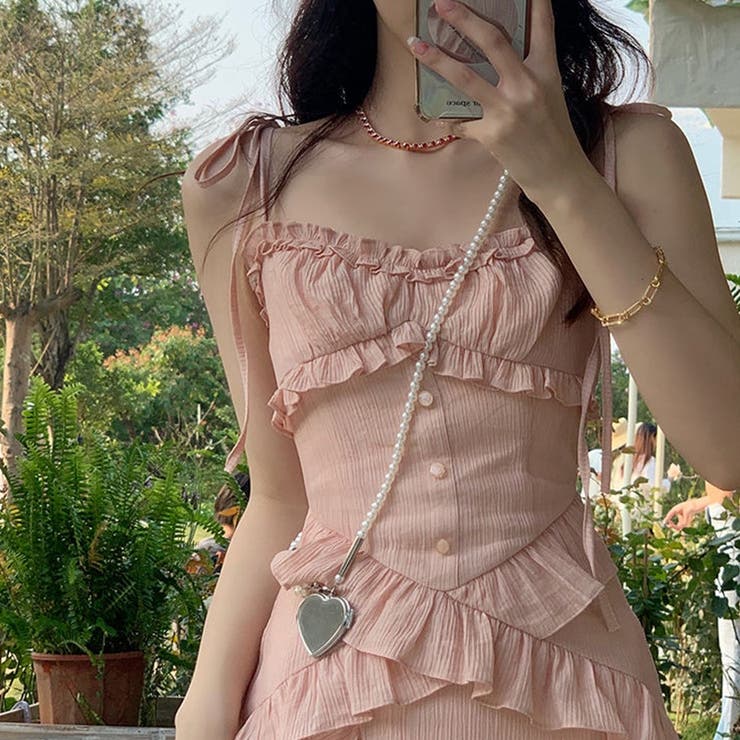 【SHOPLIST限定】甘い雰囲気で不規則デザイン感スリングワンピース | 17kg | 詳細画像7 