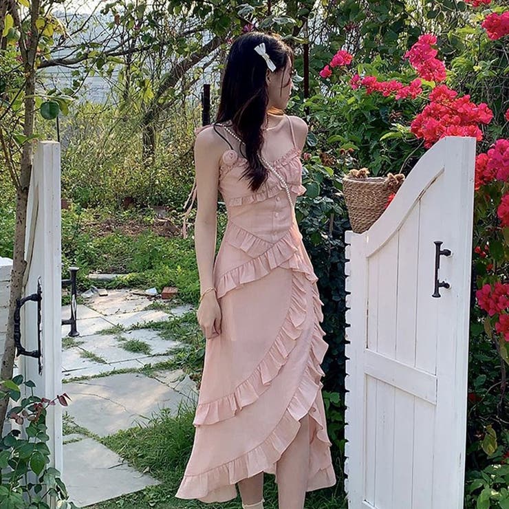 【SHOPLIST限定】甘い雰囲気で不規則デザイン感スリングワンピース | 17kg | 詳細画像8 