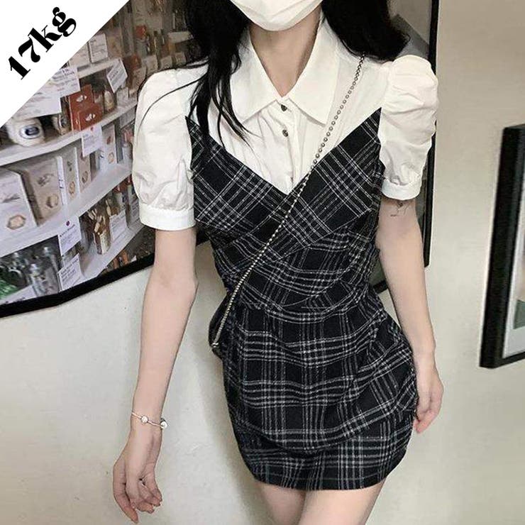 【SHOPLIST限定】シャツカラーパネルフェイクツーピースワンピース | 17kg | 詳細画像1 