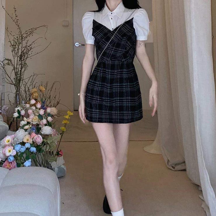 【SHOPLIST限定】シャツカラーパネルフェイクツーピースワンピース | 17kg | 詳細画像2 