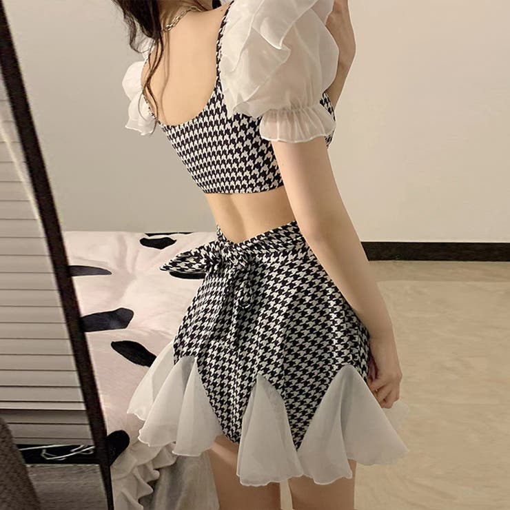 【SHOPLIST限定】夏らしいステッチデザインレースチェック柄水着 | 17kg | 詳細画像7