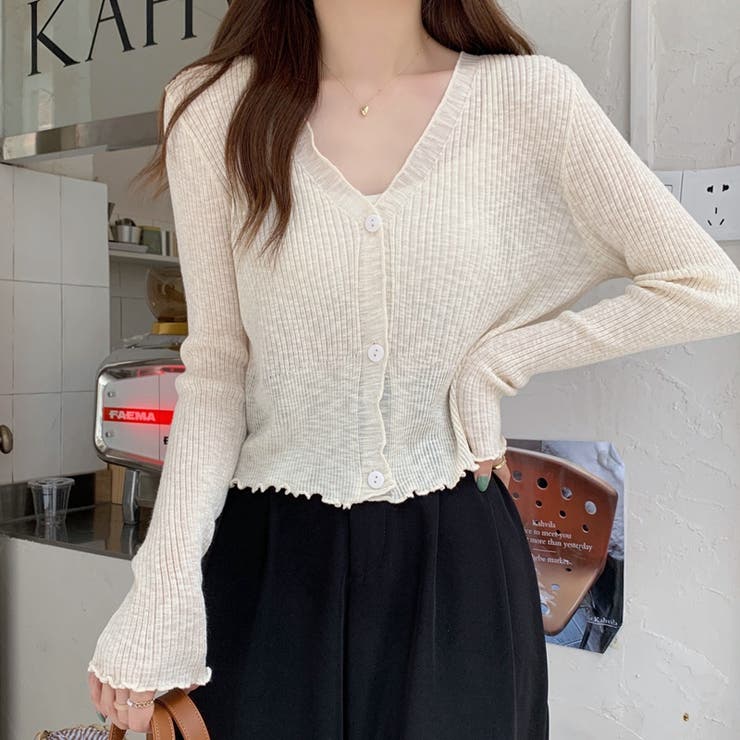 韓国風ミニマリズムVネックラッフルサンスクリーンカーディガン | 17kg | 詳細画像16 