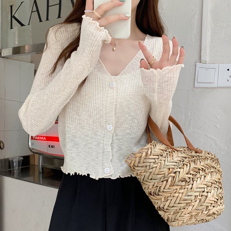 韓国風ミニマリズムVネックラッフルサンスクリーンカーディガン | 17kg | 詳細画像17 