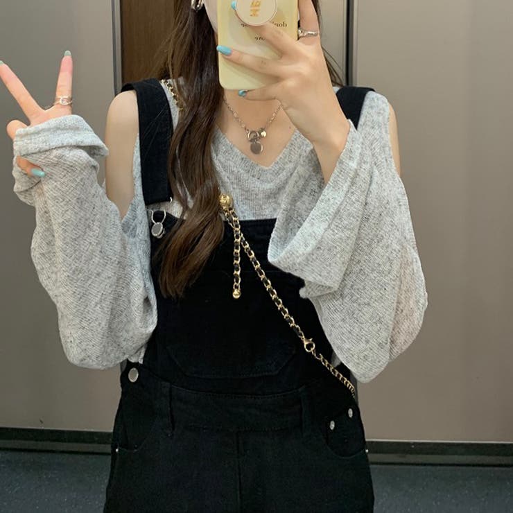 【SHOPLIST限定】デザインオフショルダーニットカジュアル長袖＆ワイドレッグ… | 17kg | 詳細画像8 