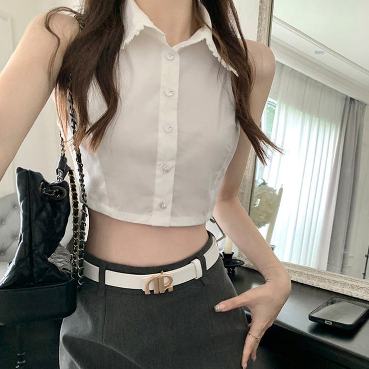 韓国甘辛風リボン付きキャミソールORノースリーブシャツORスカート